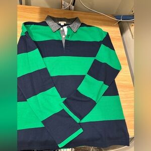 Crewcuts Green and Navy stripped ruby Polo with Dark Collar- size 14